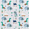 Decor Fabric Half Panama skating dinosaurs – silver grey/peppermint,  thumbnail number 1
