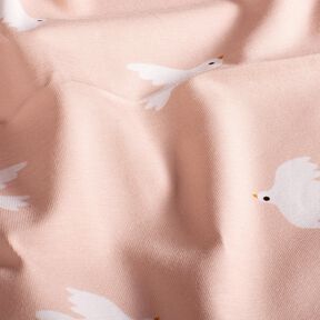 Cotton Jersey large birds – rosé/white, 