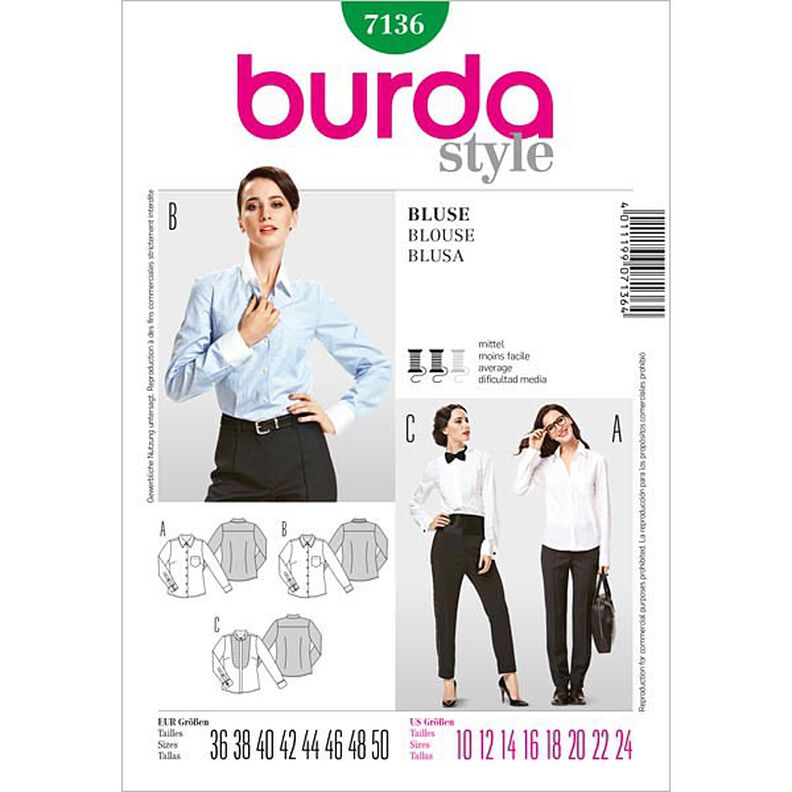 Blouse / Shirt-blouse, Burda 7136,  image number 1