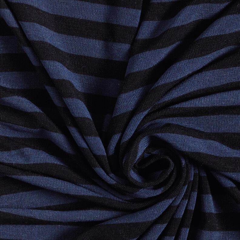 Jersey viscose silk blend stripes – navy blue/black,  image number 3