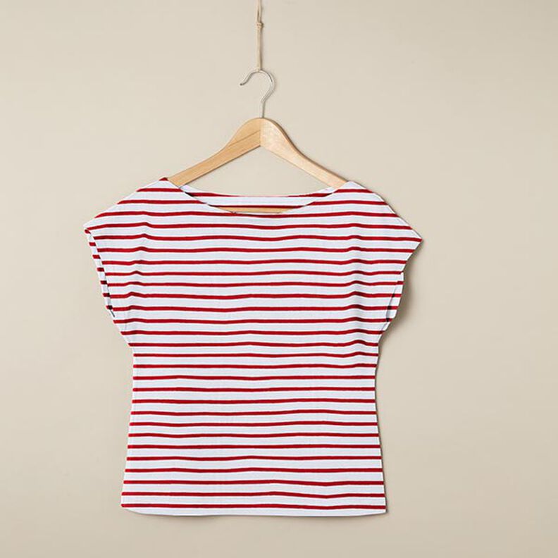 Narrow & Wide Stripes Cotton Jersey – white/red,  image number 6