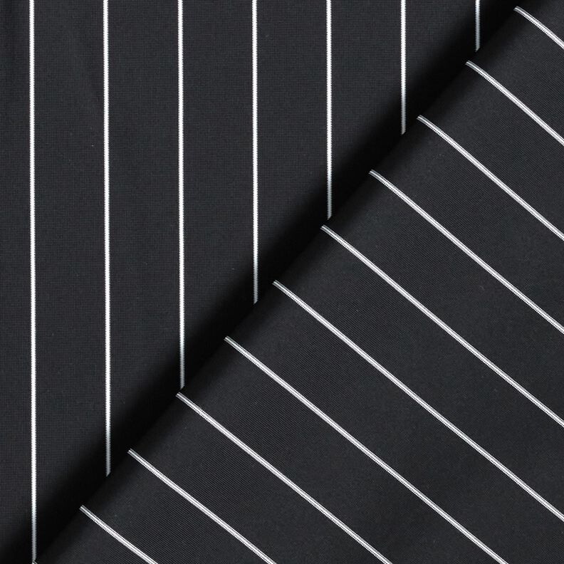 stretch pinstripe trouser fabric – black/white,  image number 4