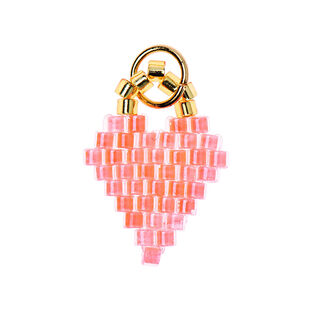 Pendant Brick Stitch Heart [11 mm  x 16 mm] | Rico Design – orange, 