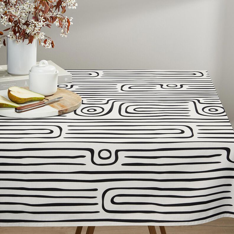 Decor Fabric Half Panama abstract striped pattern – black/ivory, image number 7
