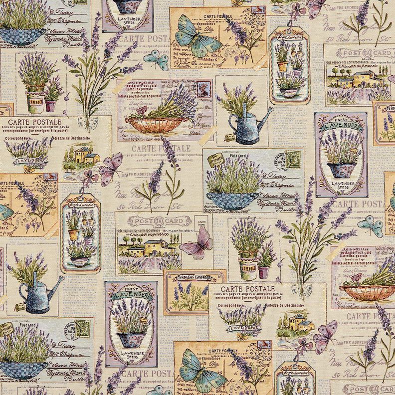 Decor Fabric Tapestry Fabric lavender collage – natural/mauve,  image number 1