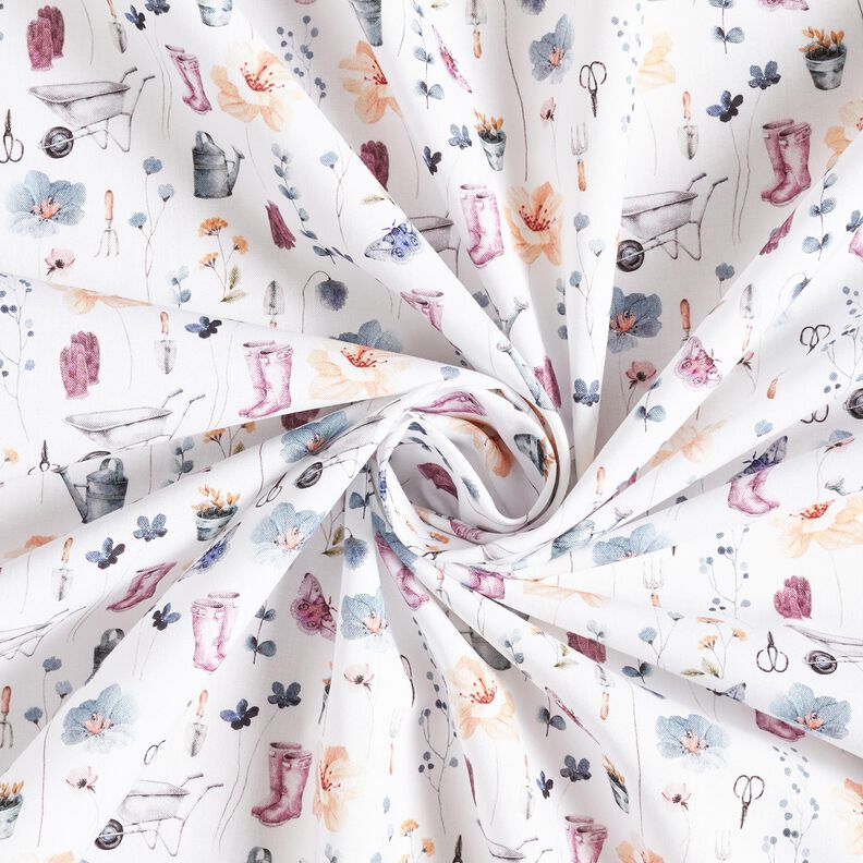 Cotton Poplin gardening – white/blue grey,  image number 3
