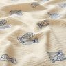 Double Gauze/Muslin embroidered fish | Poppy Fabrics – offwhite/royal blue,  thumbnail number 2