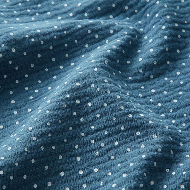 Double Gauze/Muslin Polka Dots – denim blue/white,  image number 2
