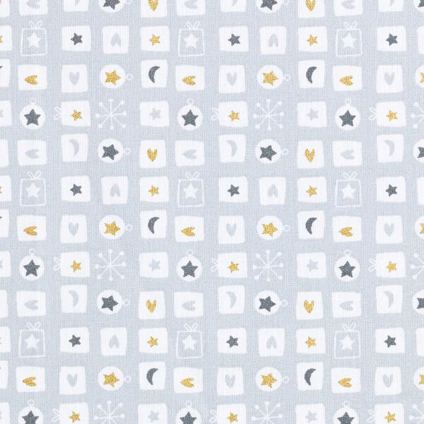 Cotton Cretonne Gifts and Christmas Tree Ornaments – light grey/gold, image number 1