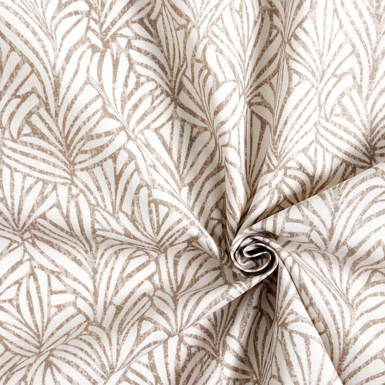 Coated Cotton abstract palm fronds &ndash; taupe/ivory,  image number 3