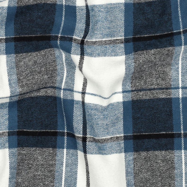 Cotton Flannel Large Check – denim blue/offwhite, image number 2