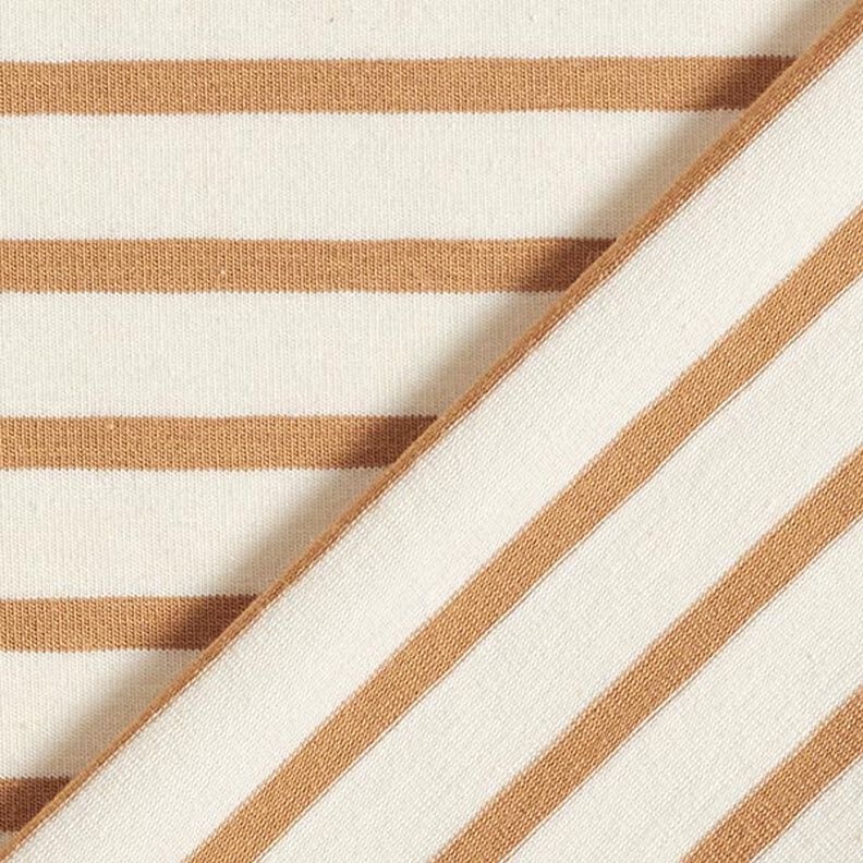 Narrow & Wide Stripes Cotton Jersey – cream/cinnamon,  image number 4