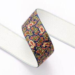 Paisley Elastic [ 3,5 cm ] – navy blue/green, 