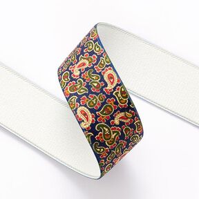 Paisley Elastic  [ 3,5 cm ] – navy blue/green, 