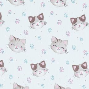 Cotton Jersey cute cats and paws | Glitzerpüppi – white, 