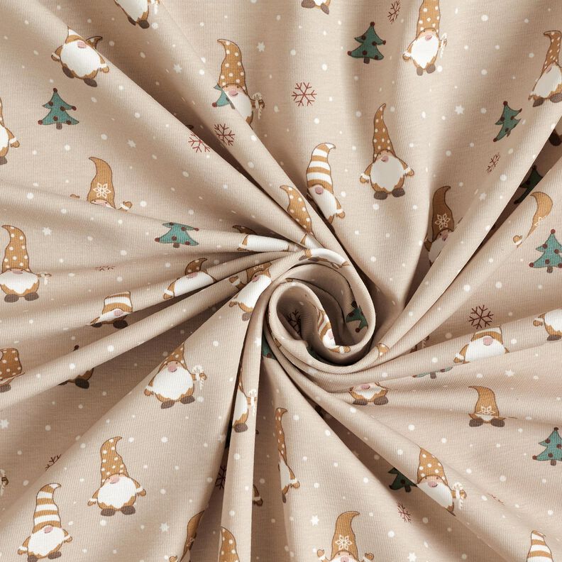 Cotton Jersey Gnomes in the snow – almond, image number 3