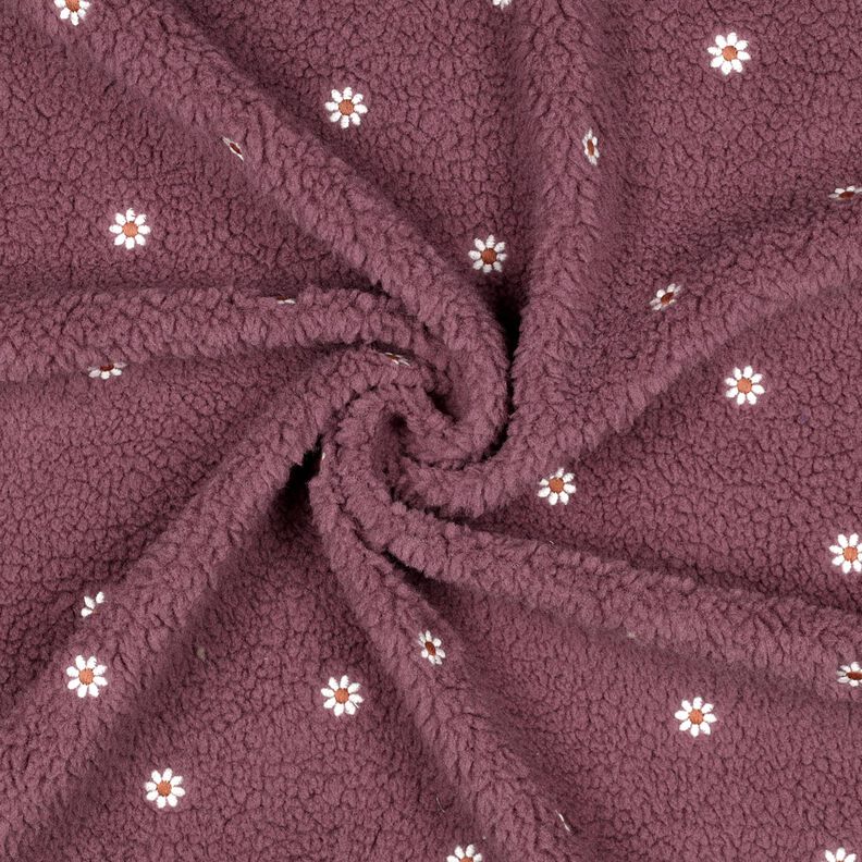 Teddy Fur Embroidered Flowers | Poppy Fabrics – dark dusky pink, image number 3