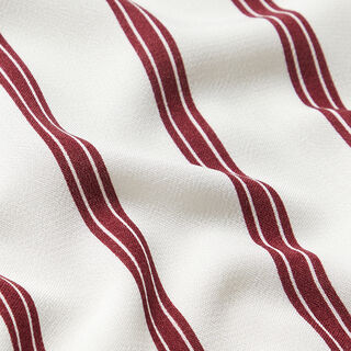 Vertical stripes viscose fabric – white/burgundy, 