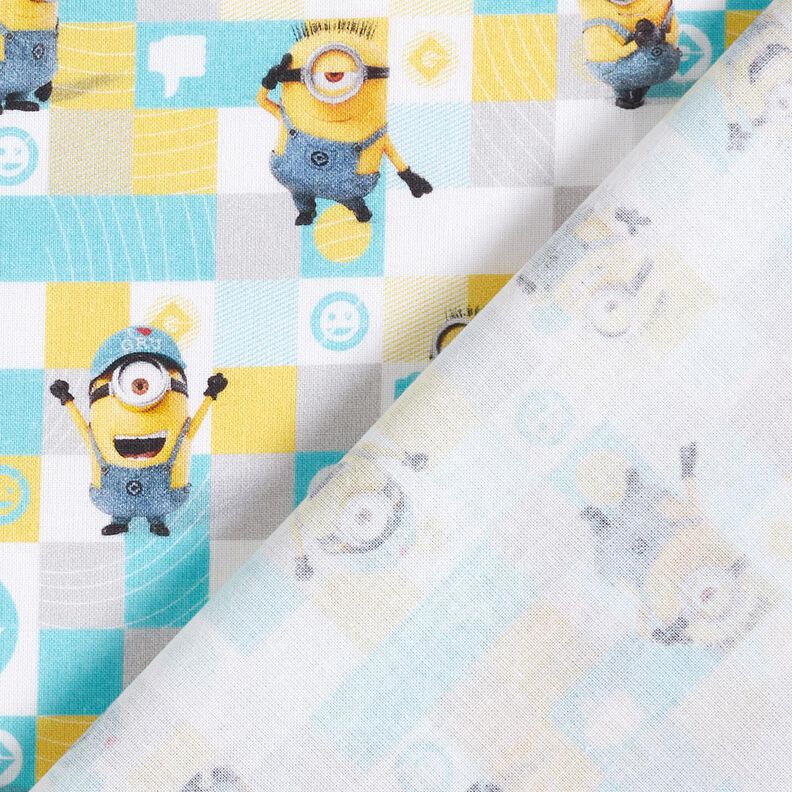Cotton Poplin Minions Licensed Fabric | Universal Studios – white/light turquoise,  image number 4