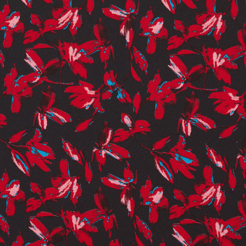 Crêpe chiffon abstract flowers – navy blue/carmine,  image number 1