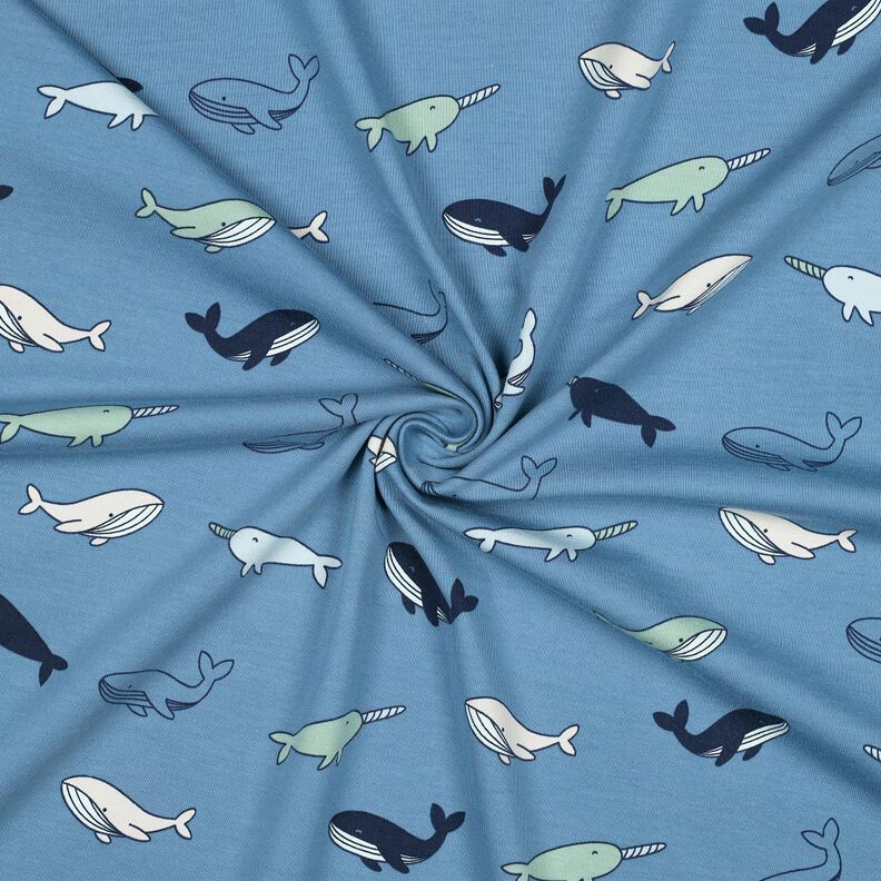 Cotton Jersey cute whales| Poppy Fabrics – blue grey/navy blue,  image number 3