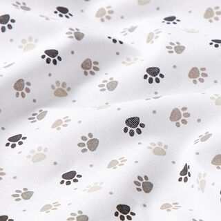 Cotton Poplin Paws – white/beige, 