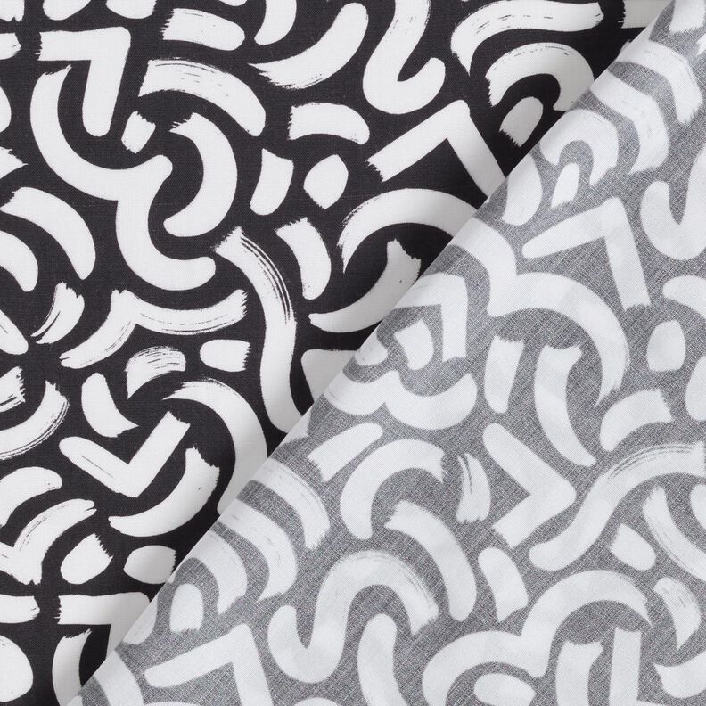 viscose fabric abstract wavy lines – black/white,  image number 4