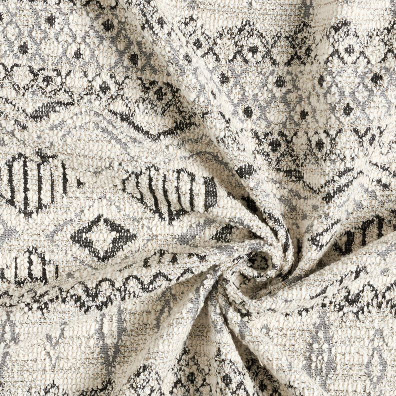 Knitted bouclé ikat pattern – grey/white,  image number 3