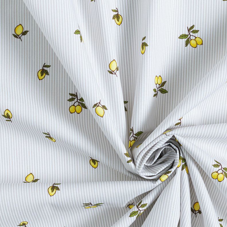 Cotton lemons and stripes – offwhite/light taupe,  image number 3