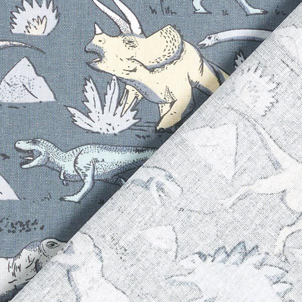 Cretonne Dinosaurs – blue grey,  image number 4