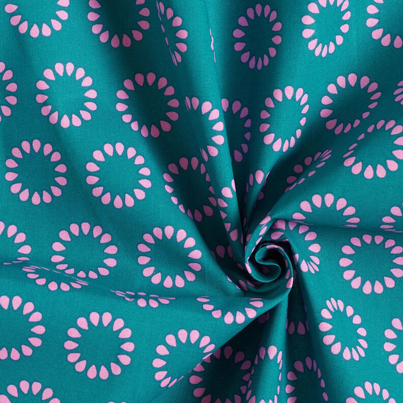 Coated Cotton Colourful Circles – petrol/pastel violet, image number 3