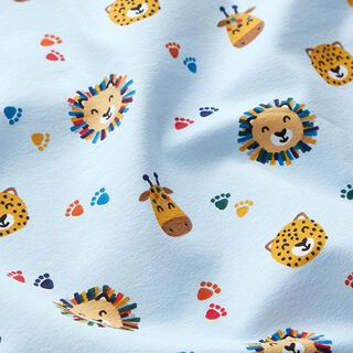 Cotton Jersey Party Jungle animals – light blue, 