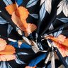 Swimsuit Fabric large hibiscus flowers – blue-black/apricot,  thumbnail number 3