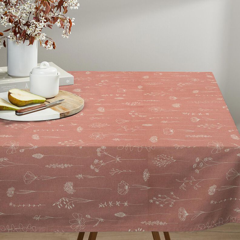 Decor Fabric Half Panama Delicate Flowers – dusky pink,  image number 8