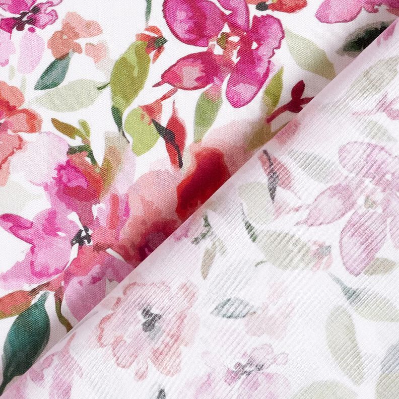 viscose fabric Watercolor spring flowers – white/pastel violet, image number 4