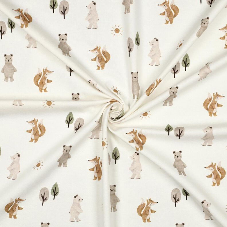 Cotton Jersey animals in the wood Digital Print | Poppy Fabrics – ivory/anemone,  image number 3