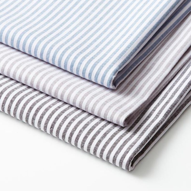 Cotton Poplin Stripes, yarn-dyed – grey/white,  image number 3