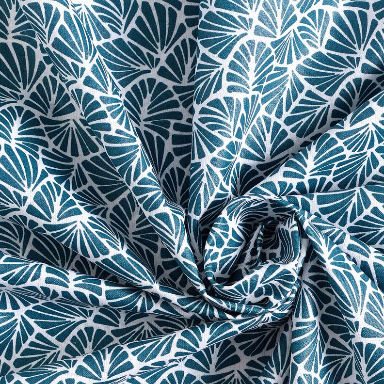 Coated Cotton abstract mini leaves – ocean blue/white,  image number 4