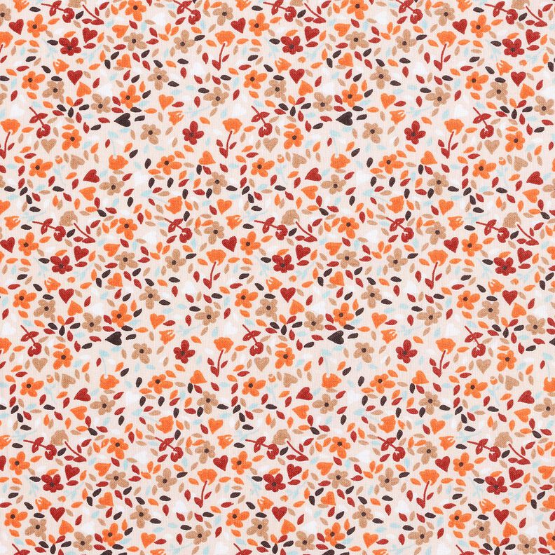Cotton Cretonne scattered flowers – rosé/peach orange,  image number 1