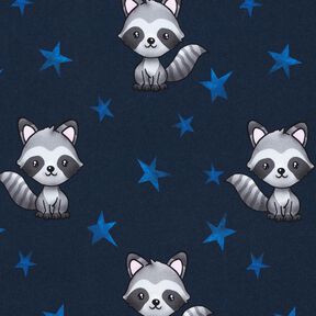 Cotton Jersey Raccoon with stars | Glitzerpüppi – midnight blue/silver, 
