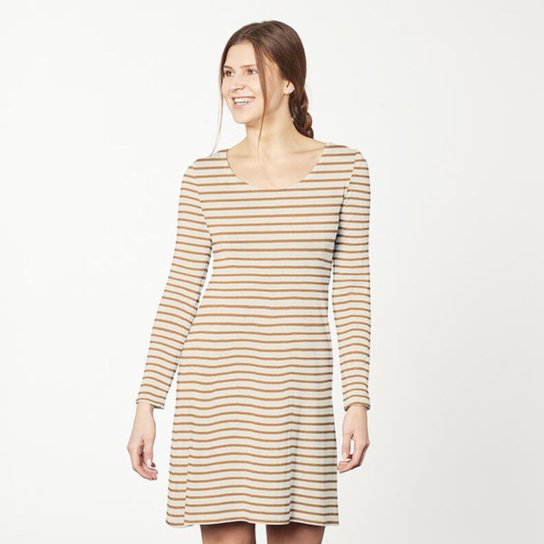 Narrow & Wide Stripes Cotton Jersey – cream/cinnamon,  image number 8