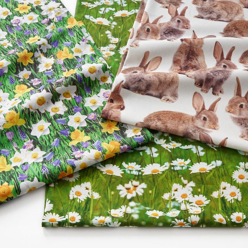 Decor Fabric Half Panama large rabbits – ivory/brown,  image number 5