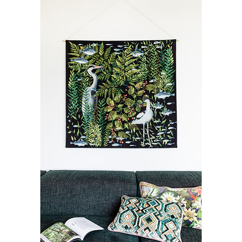 Decorative panel Tapestry cranes – black,  image number 5