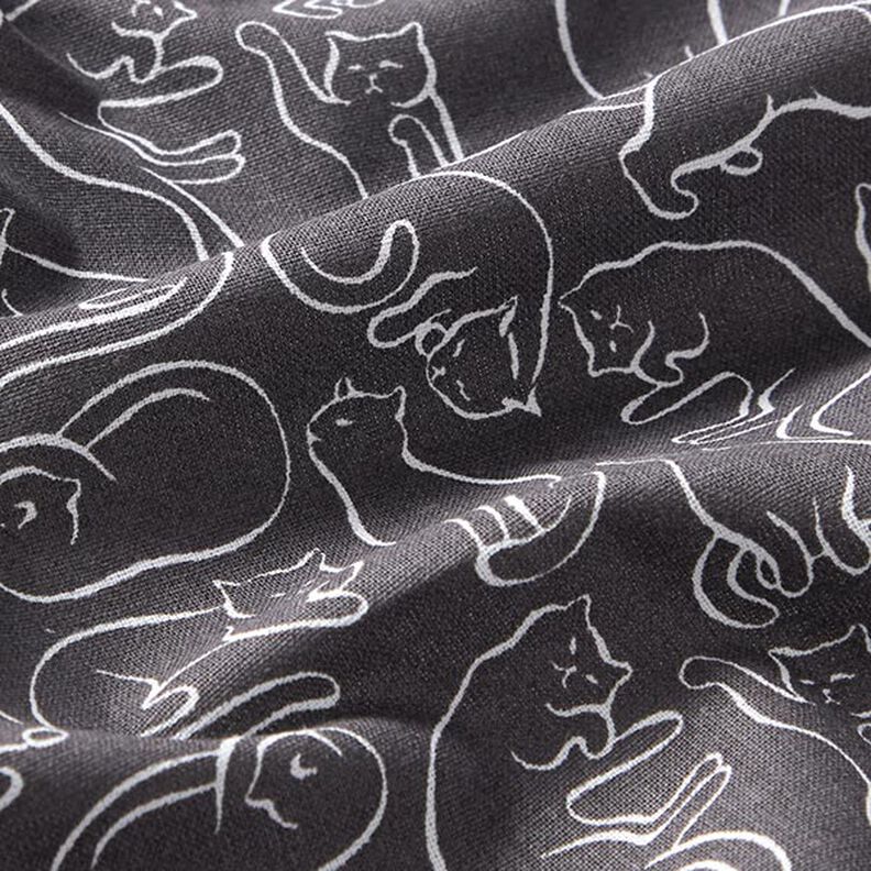 Cotton Cretonne playful cats – granite,  image number 2