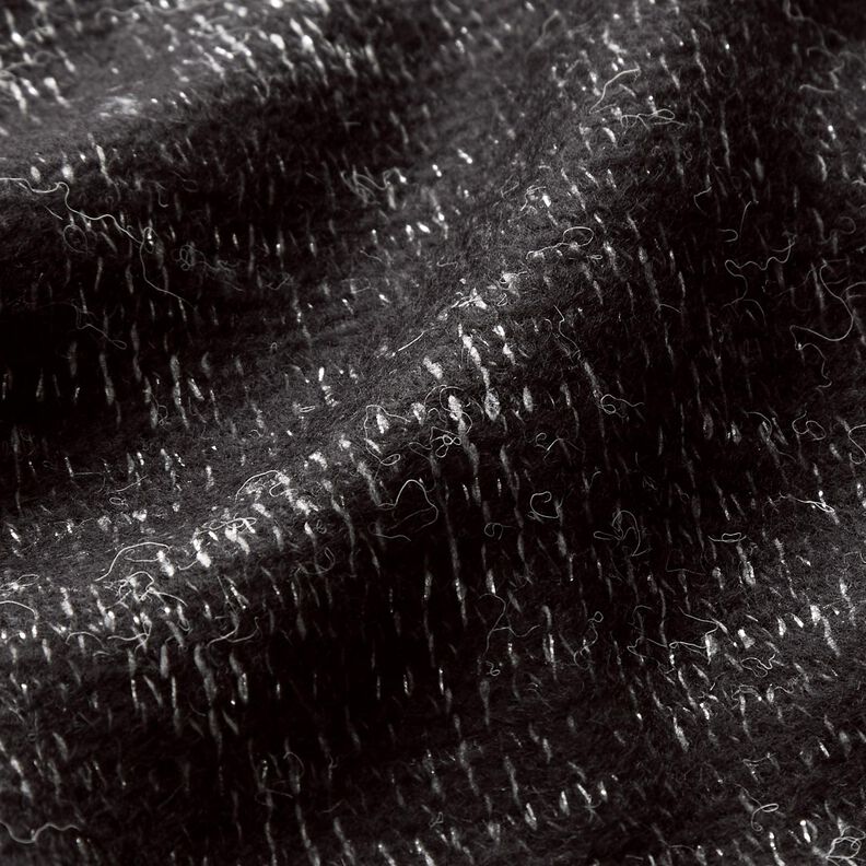 Knitted fabric wool blend glitter melange – black/metallic silver, image number 3