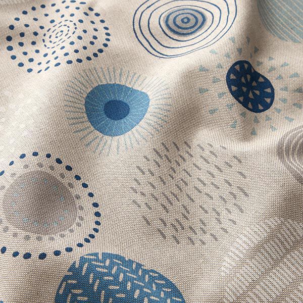 Decor Fabric Half Panama painted circles – dove blue/natural,  image number 2