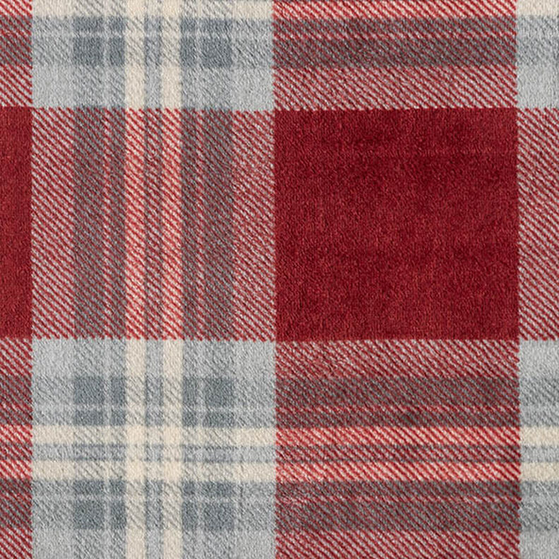 Cosy Fleece Checked – carmine/light grey,  image number 1