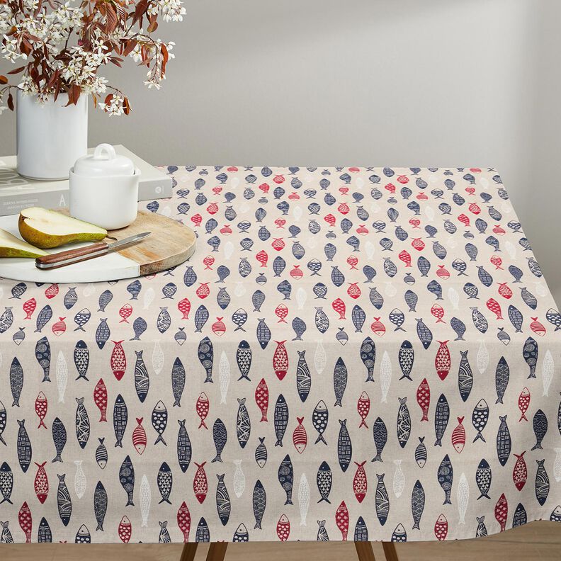 Decor Fabric Half Panama abstract school of fish – berry/natural, image number 8