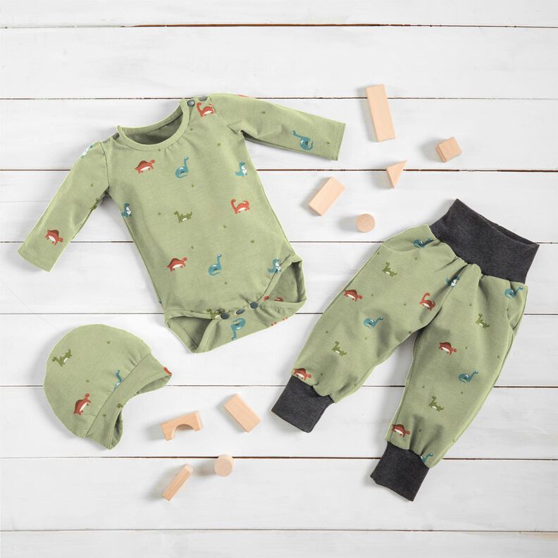 Cotton Jersey Happy dinosaurs – greige,  image number 6