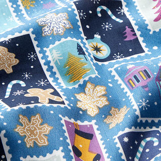 Cotton Poplin Christmas Letters – blue/white, 